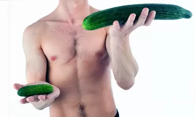 small and large penis size using the example of cucumbers